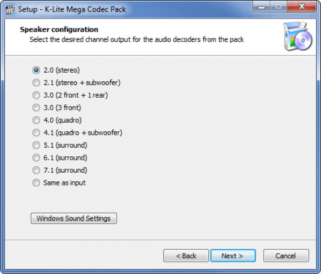 K-Lite Codec Pack настройка колонок.