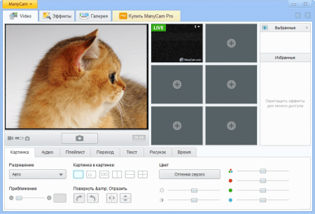 ManyCam выбор эффектов
