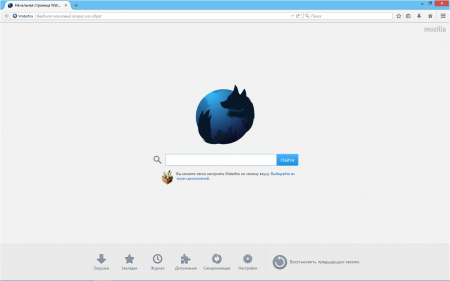 WaterFox начальная страница